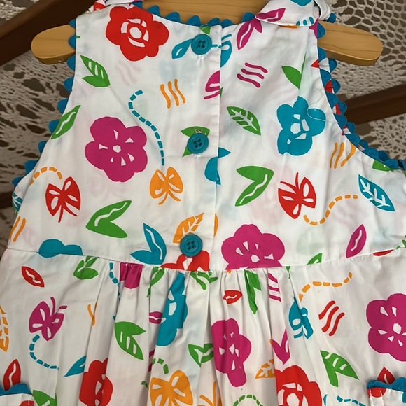 Fun cotton jumpsuit sleeveless floral pockets -4T-made in USA - Picture 5 of 5